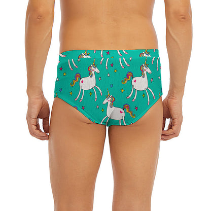 Doodle Unicorn Pattern Print Men's Briefs