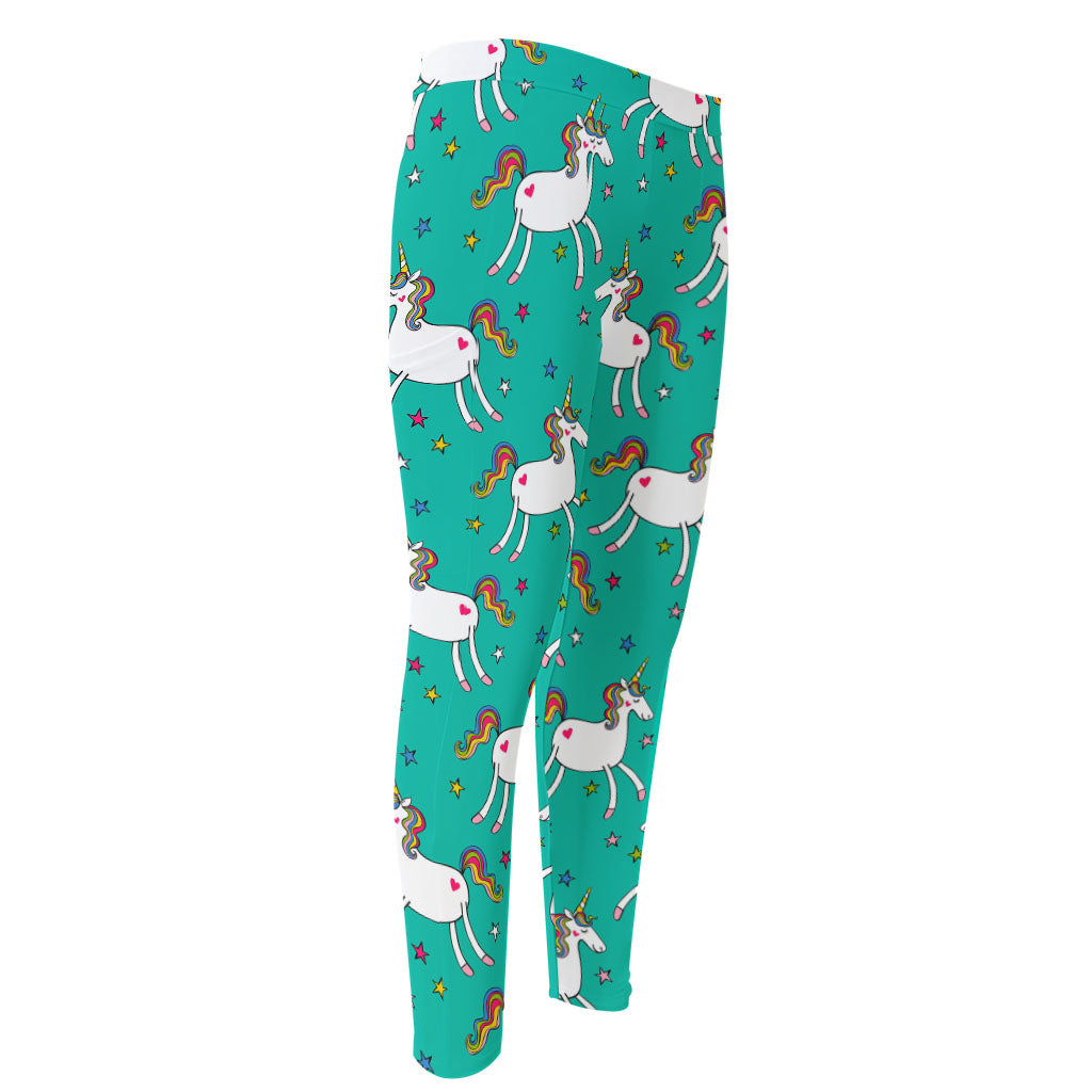 Doodle Unicorn Pattern Print Men's Compression Pants