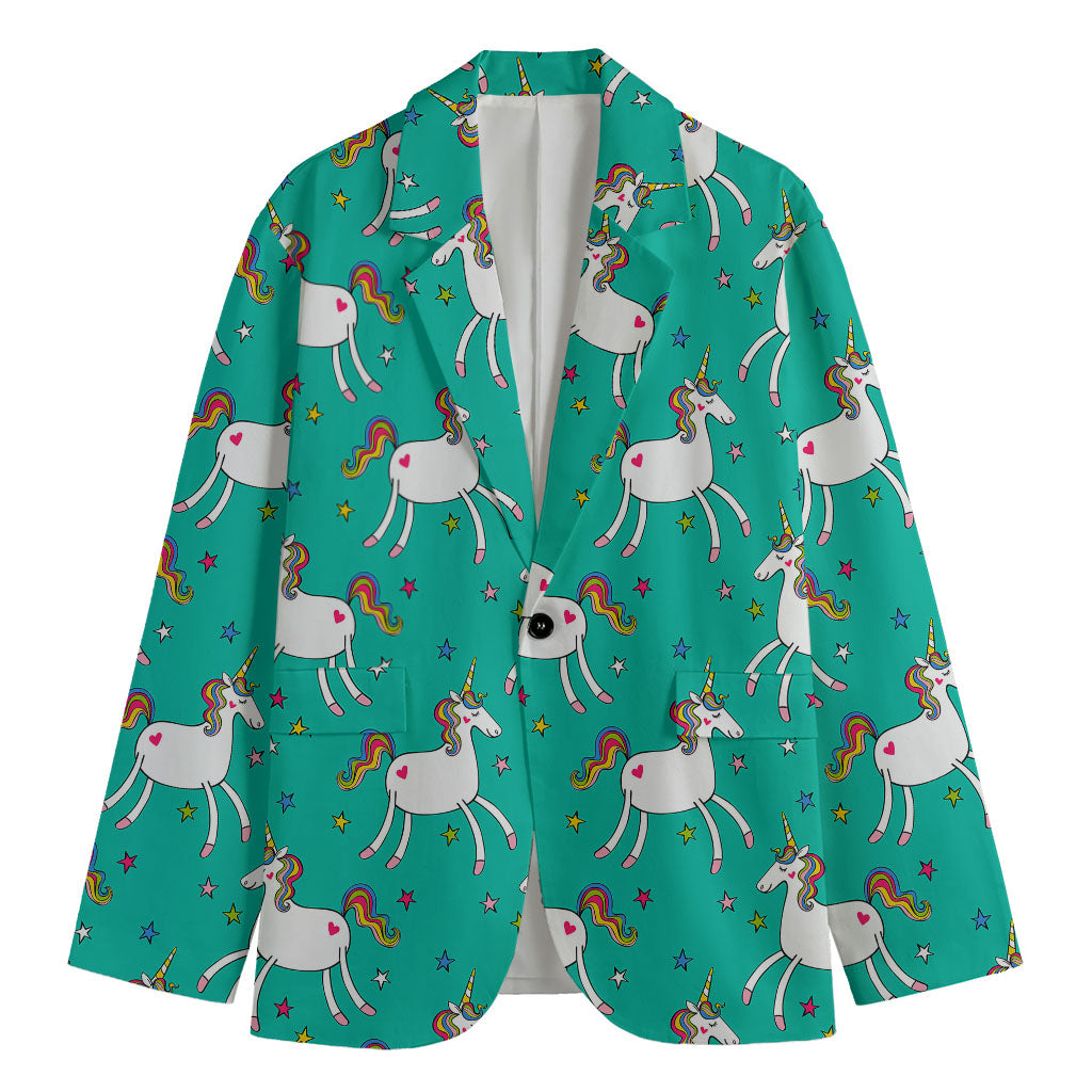 Doodle Unicorn Pattern Print Men's Cotton Blazer