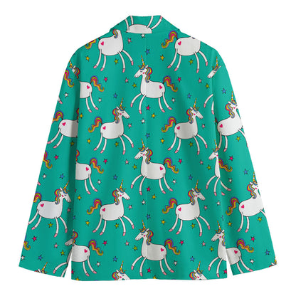 Doodle Unicorn Pattern Print Men's Cotton Blazer