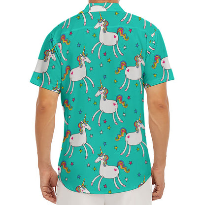 Doodle Unicorn Pattern Print Men's Deep V-Neck Shirt