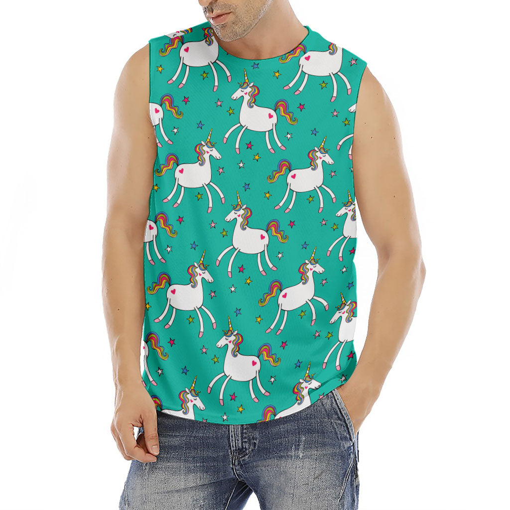 Doodle Unicorn Pattern Print Men's Fitness Tank Top
