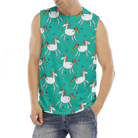 Doodle Unicorn Pattern Print Men's Fitness Tank Top