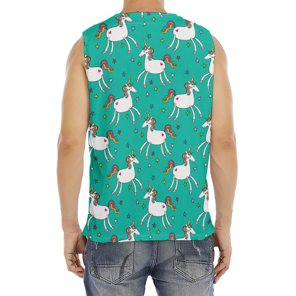 Doodle Unicorn Pattern Print Men's Fitness Tank Top