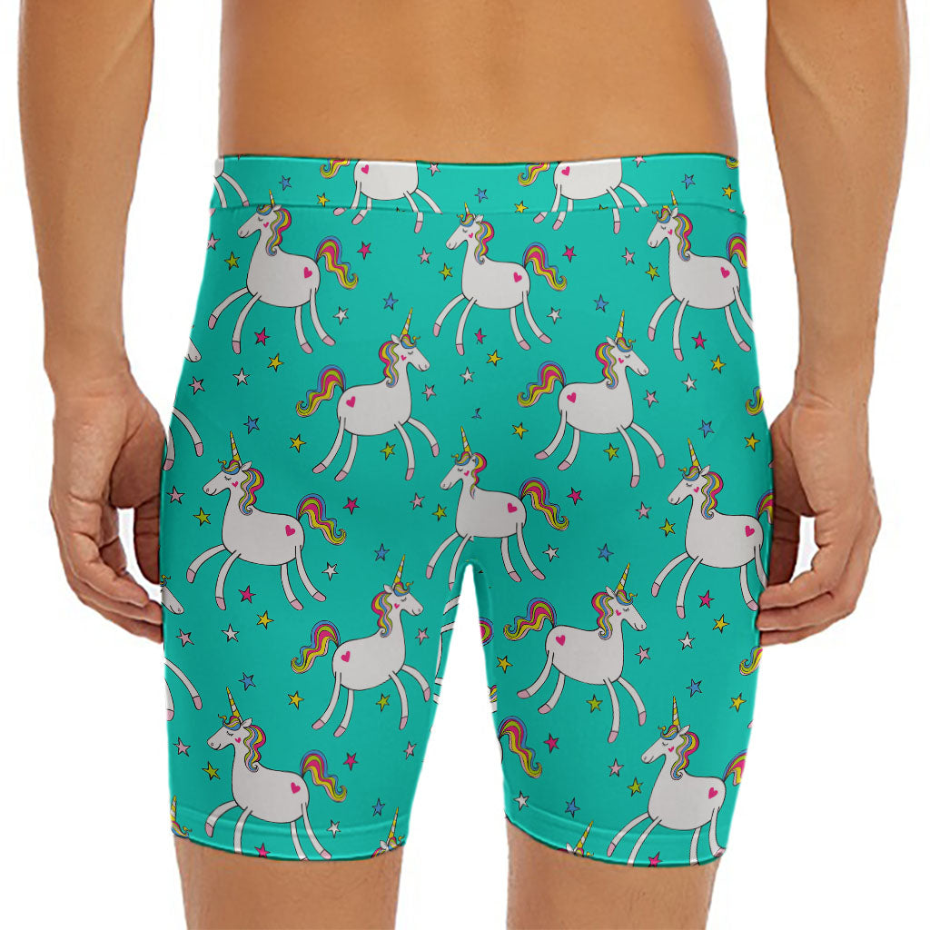 Doodle Unicorn Pattern Print Men's Long Boxer Briefs