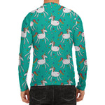 Doodle Unicorn Pattern Print Men's Long Sleeve Rash Guard