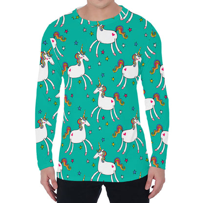 Doodle Unicorn Pattern Print Men's Long Sleeve T-Shirt