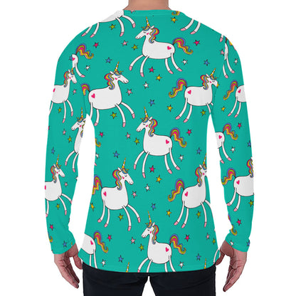 Doodle Unicorn Pattern Print Men's Long Sleeve T-Shirt