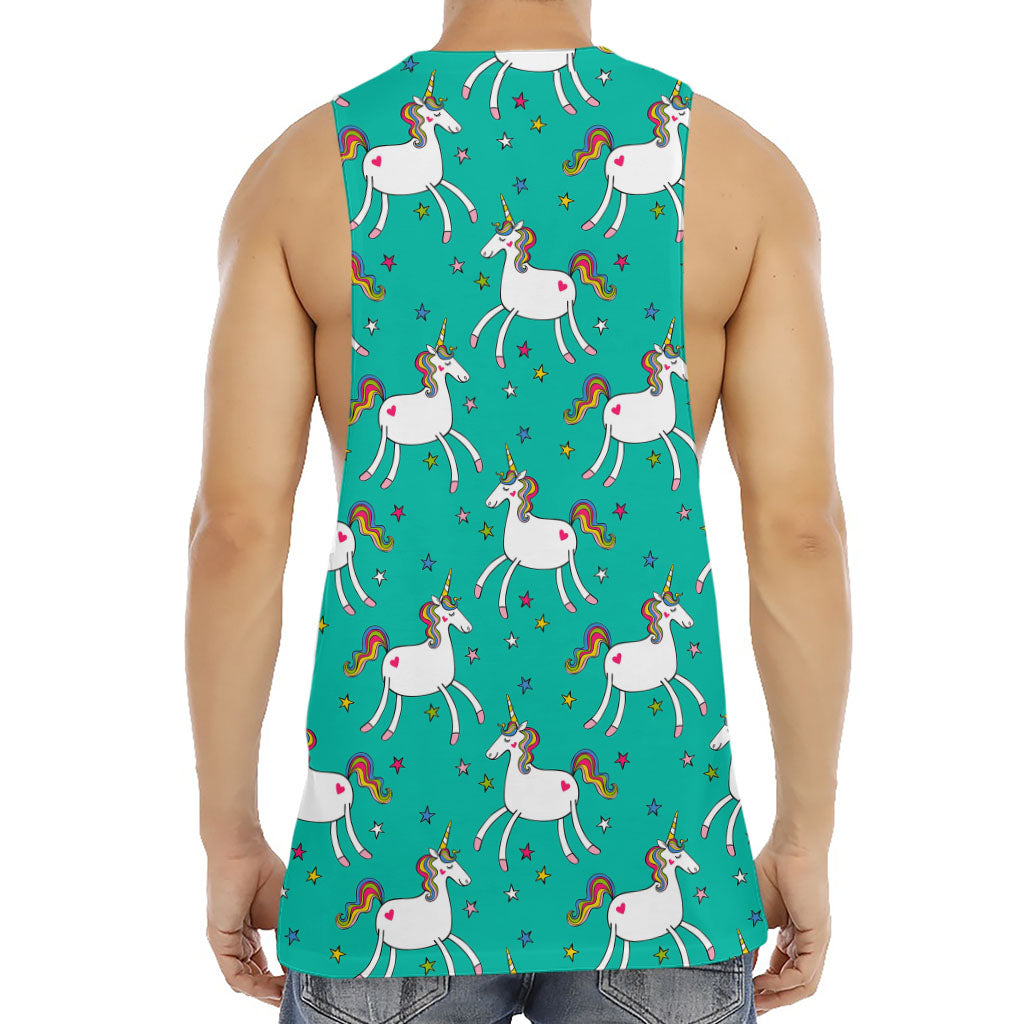 Doodle Unicorn Pattern Print Men's Muscle Tank Top