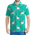 Doodle Unicorn Pattern Print Men's Polo Shirt