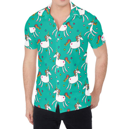 Doodle Unicorn Pattern Print Men's Shirt