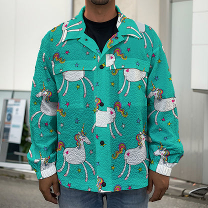 Doodle Unicorn Pattern Print Men's Shirt Jacket