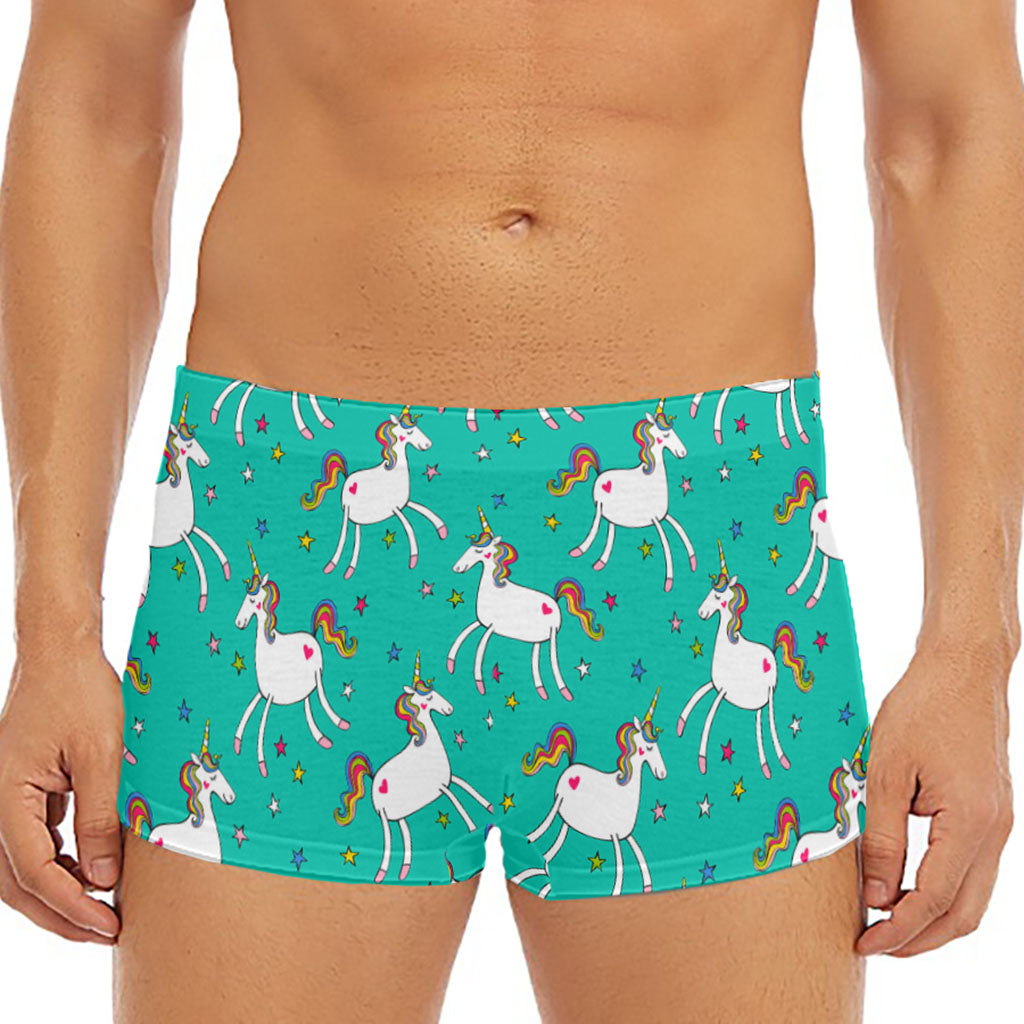 Doodle Unicorn Pattern Print Men's Short Boxer Briefs