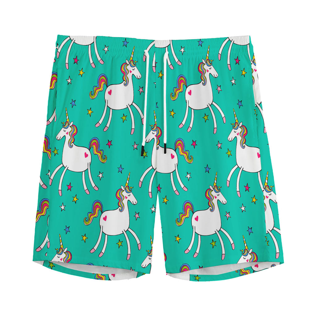 Doodle Unicorn Pattern Print Men's Sports Shorts