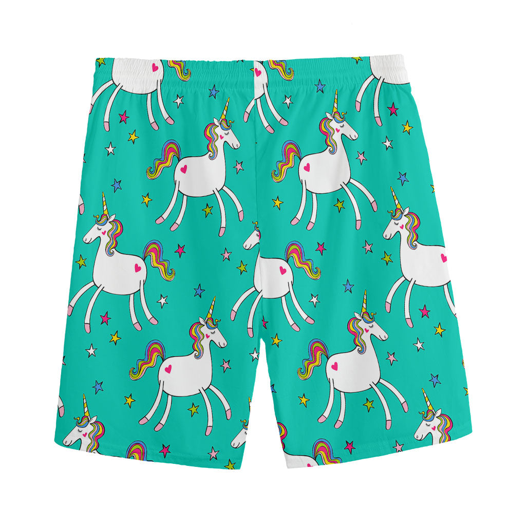 Doodle Unicorn Pattern Print Men's Sports Shorts