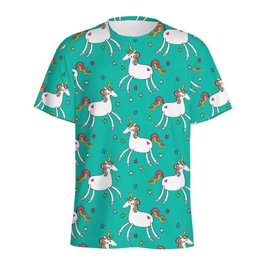 Doodle Unicorn Pattern Print Men's Sports T-Shirt