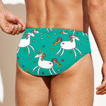 Doodle Unicorn Pattern Print Men's Swim Briefs