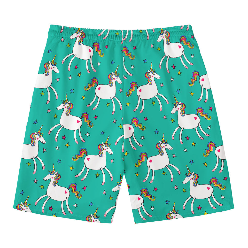 Doodle Unicorn Pattern Print Men's Swim Trunks