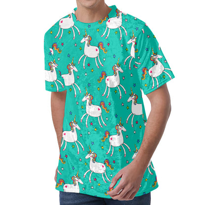 Doodle Unicorn Pattern Print Men's Velvet T-Shirt