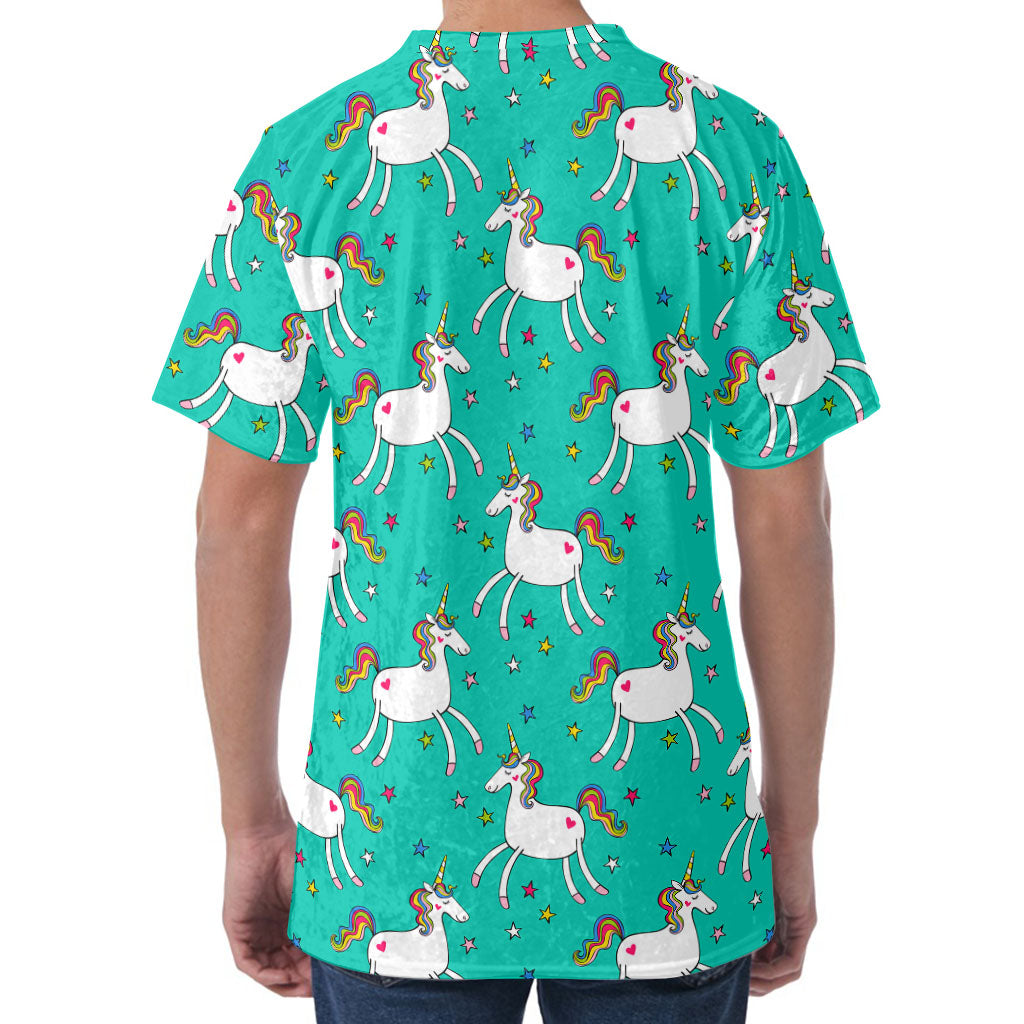 Doodle Unicorn Pattern Print Men's Velvet T-Shirt