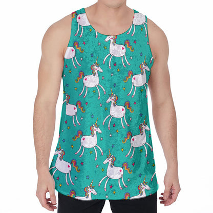 Doodle Unicorn Pattern Print Men's Velvet Tank Top