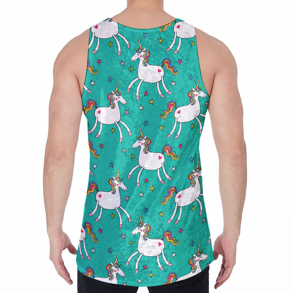 Doodle Unicorn Pattern Print Men's Velvet Tank Top