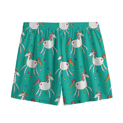 Doodle Unicorn Pattern Print Mesh Shorts