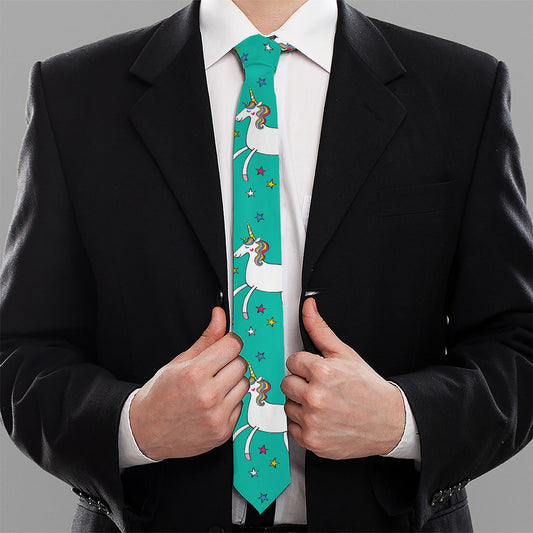 Doodle Unicorn Pattern Print Necktie