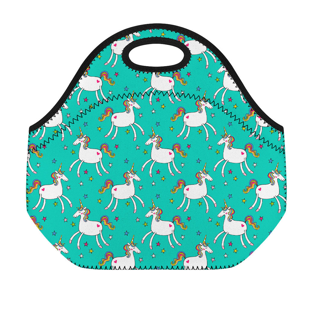 Doodle Unicorn Pattern Print Neoprene Lunch Bag