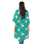 Doodle Unicorn Pattern Print Open Front Beach Cover Up