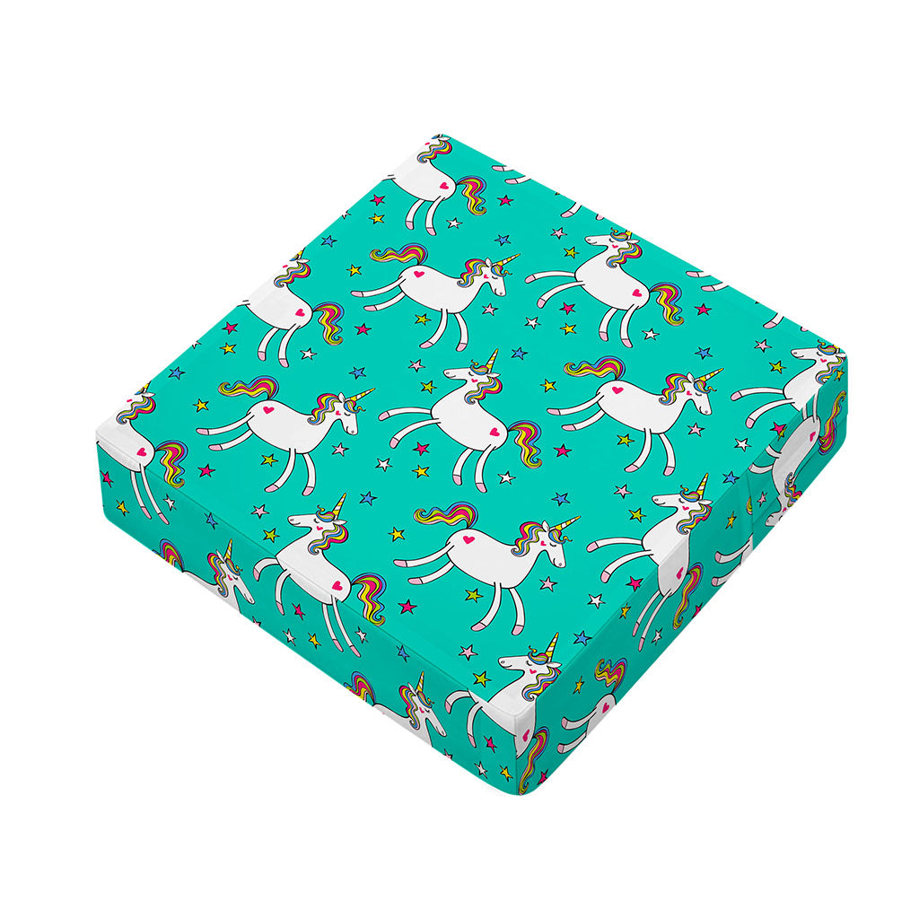 Doodle Unicorn Pattern Print Outdoor Seat Cushion Cover