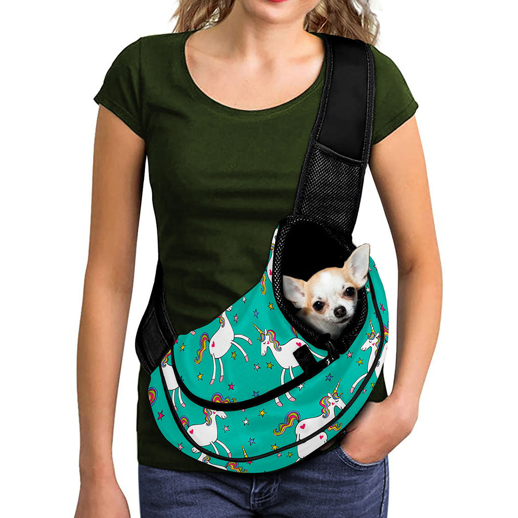Doodle Unicorn Pattern Print Pet Sling Carrier