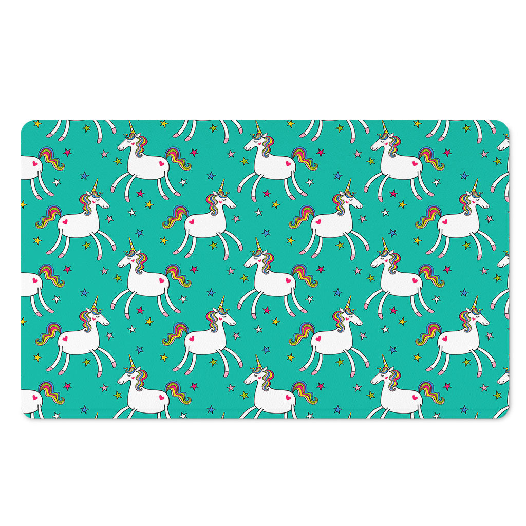 Doodle Unicorn Pattern Print Polyester Doormat
