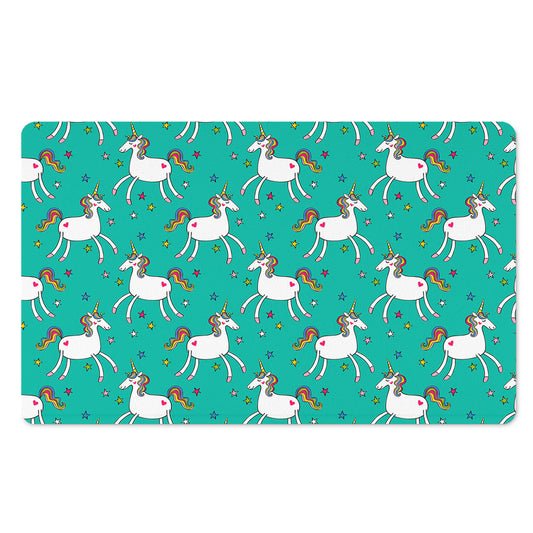 Doodle Unicorn Pattern Print Polyester Doormat