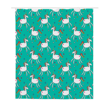 Doodle Unicorn Pattern Print Polyester Shower Curtain