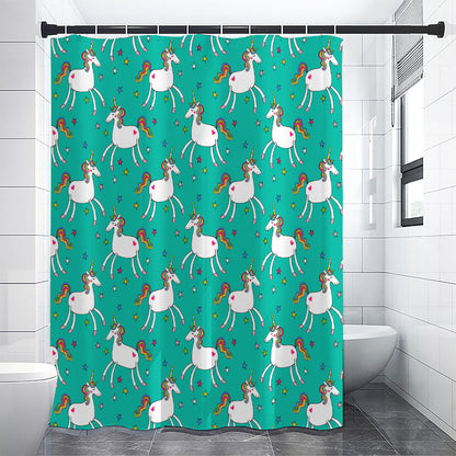 Doodle Unicorn Pattern Print Premium Shower Curtain