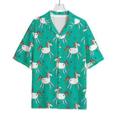 Doodle Unicorn Pattern Print Rayon Hawaiian Shirt