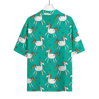 Doodle Unicorn Pattern Print Rayon Hawaiian Shirt