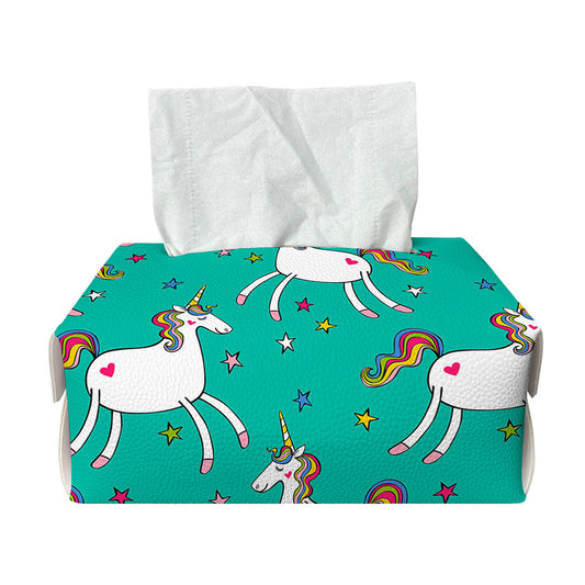 Doodle Unicorn Pattern Print Rectangle Tissue Box Cover