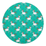 Doodle Unicorn Pattern Print Round Blanket