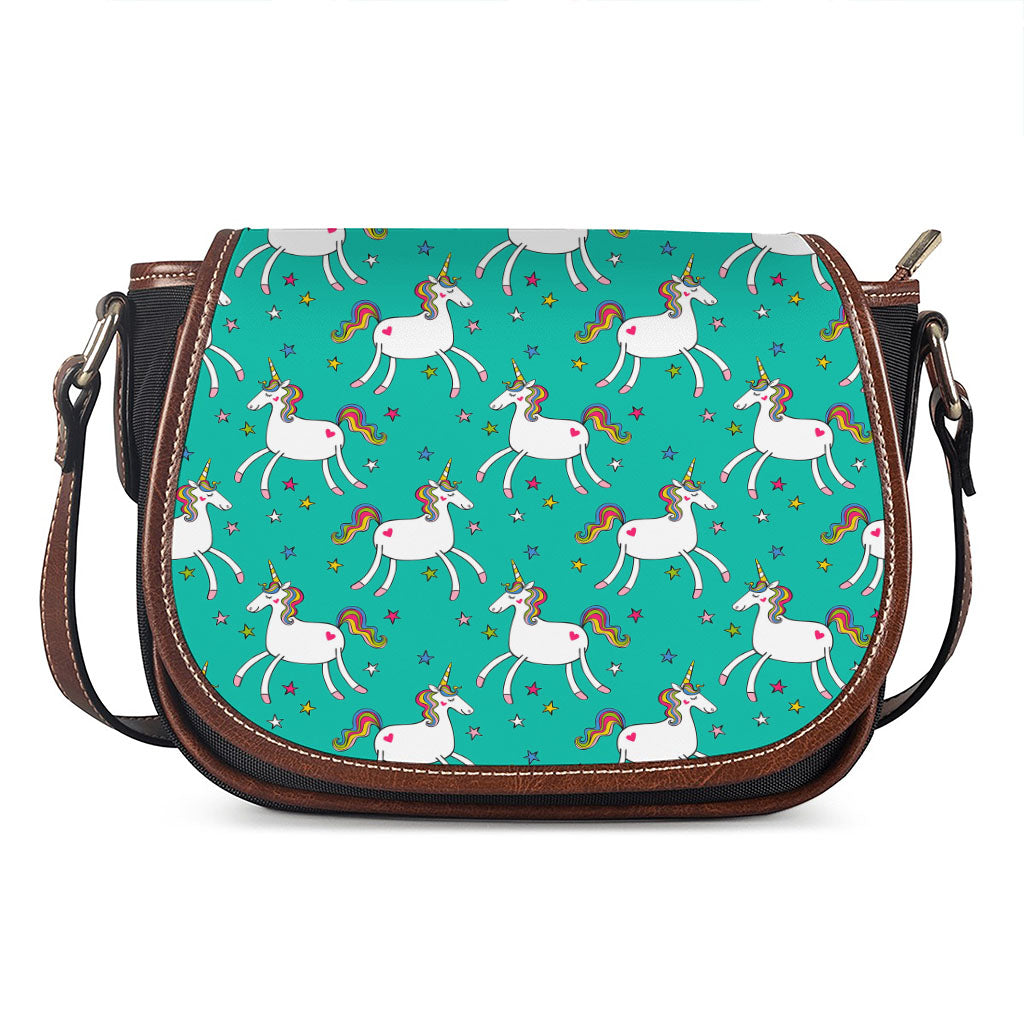 Doodle Unicorn Pattern Print Saddle Bag