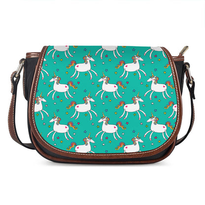 Doodle Unicorn Pattern Print Saddle Bag