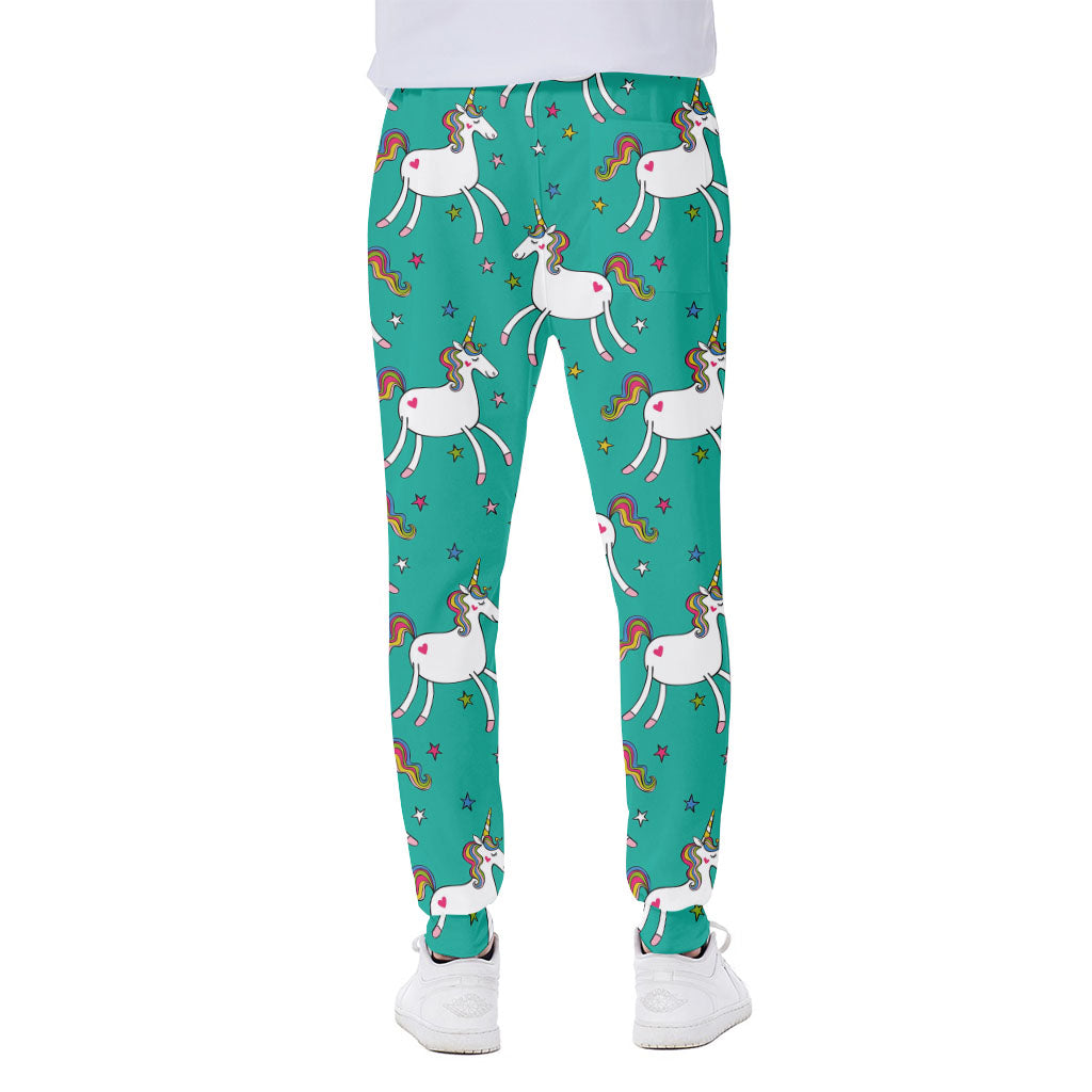 Doodle Unicorn Pattern Print Scuba Joggers