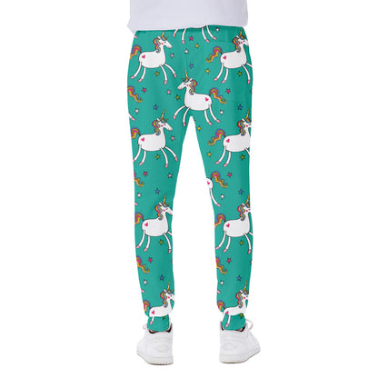 Doodle Unicorn Pattern Print Scuba Joggers