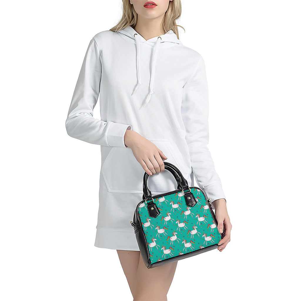 Doodle Unicorn Pattern Print Shoulder Handbag
