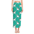 Doodle Unicorn Pattern Print Side Slit Maxi Skirt