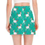 Doodle Unicorn Pattern Print Side Slit Mini Skirt