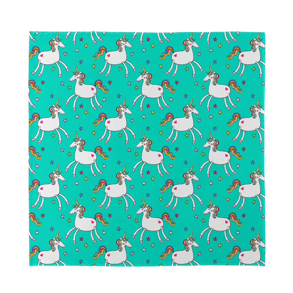 Doodle Unicorn Pattern Print Silk Bandana
