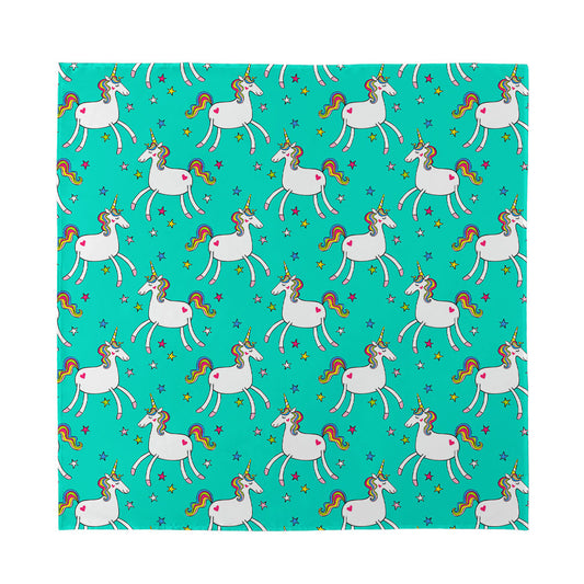 Doodle Unicorn Pattern Print Silk Bandana