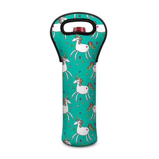 Doodle Unicorn Pattern Print Single Neoprene Wine Tote